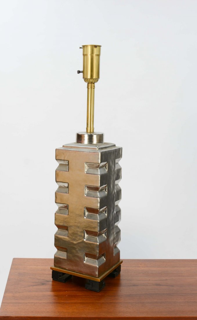 Monumental Ceramic Gilded Lamp After Frank Lloyd Wright (1 of 5)