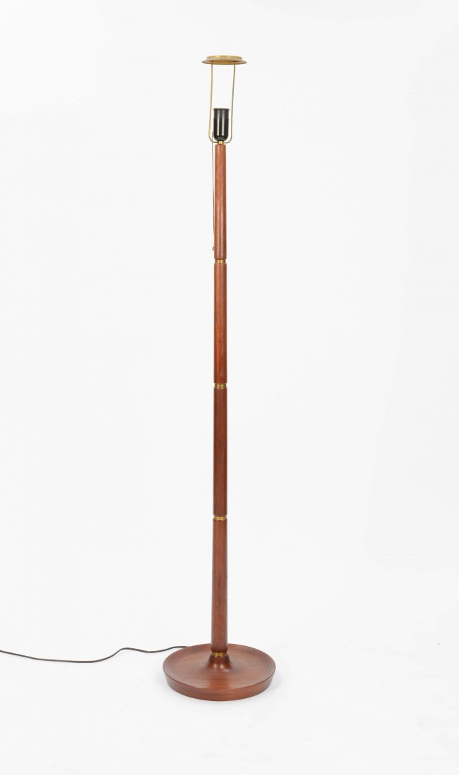 Elegant Teak and Brass Floor Lamp with Beveled Base (1 of 6)