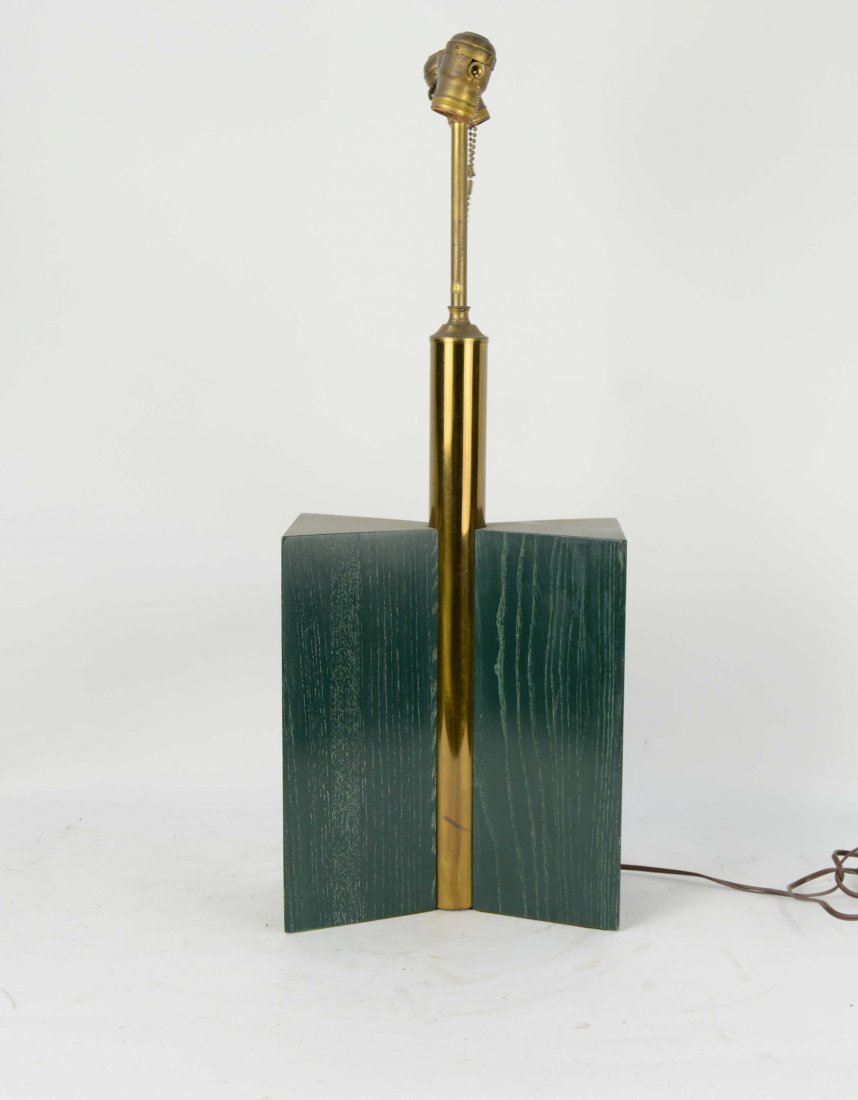 Green Cerused Oak and Brass Table Lamp in a Butterfly (1 of 3)