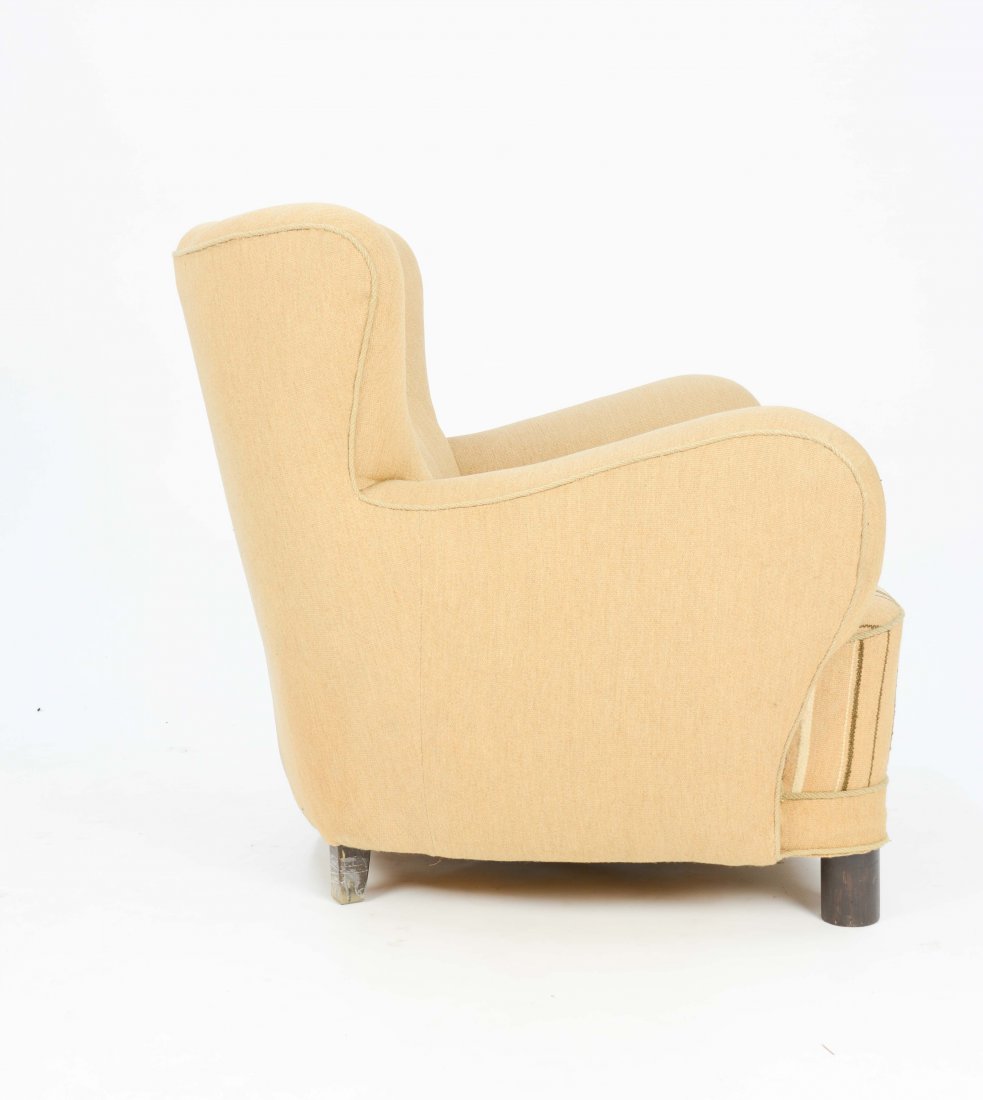 1940'S Danish Club Chair by Flemming Lassen in Burlap (1 of 5)