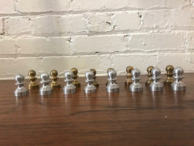 A Brass and Aluminum Modernist Hand Tooled Chess Set (1 of 7)