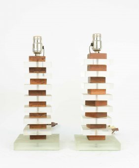 A Pair of Teak and Lucite Table Lamps From Denmark (1 of 3)