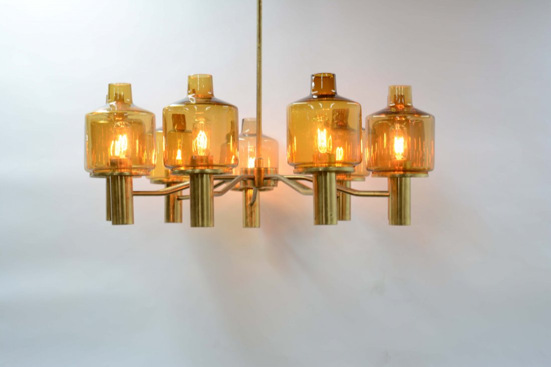 Hans-Agne Jakobsson Nine-Arm Brass Chandelier (1 of 6)