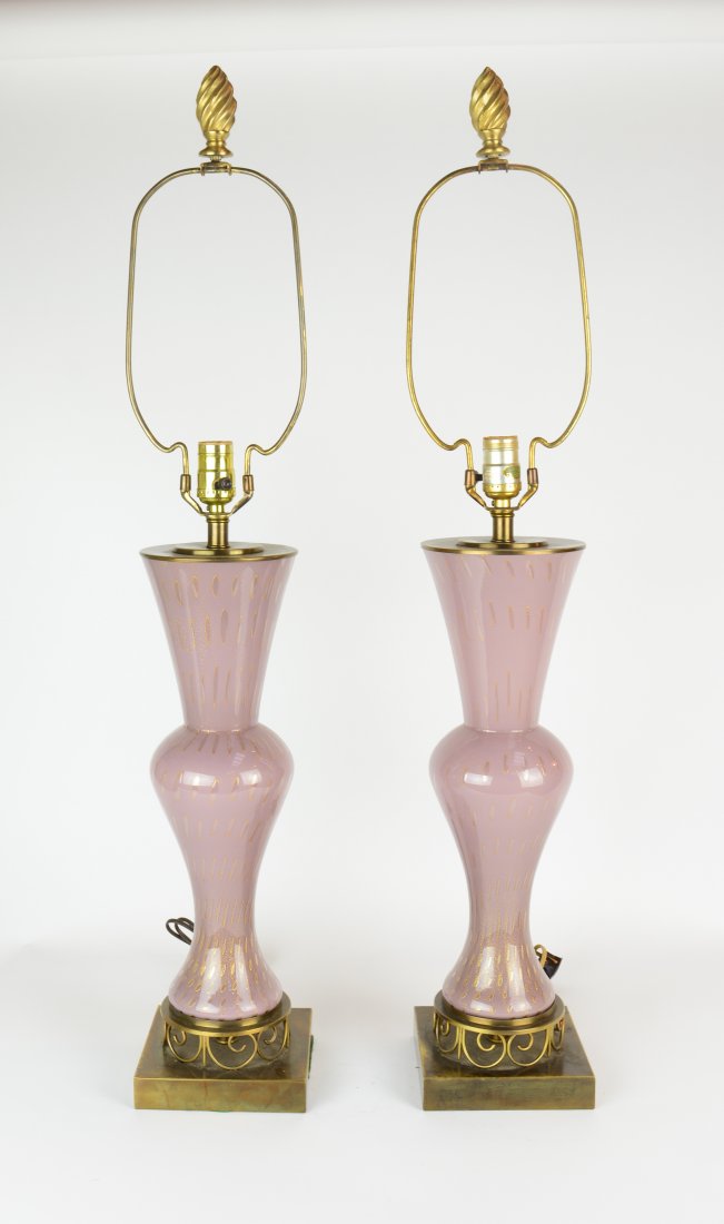 A Pair of Pink Venetian Murano Glass Table Lamps (1 of 4)