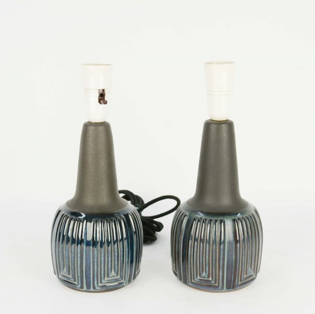 A Pair of Blue Black Glaze Lamp by Einar Johansen (1 of 3)