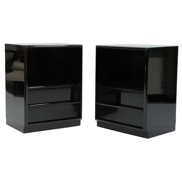 Ebonized, Lacquered T.H. Robsjohn-Gibbings Nightstands (1 of 5)