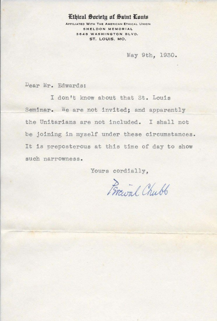 Percival Chubb Letters (1 of 3)