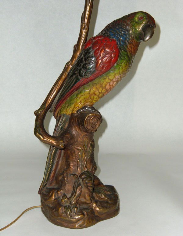 290: Parrot lamp, ''Armor Bronze Co Perroquet The Parrot Table Lamp