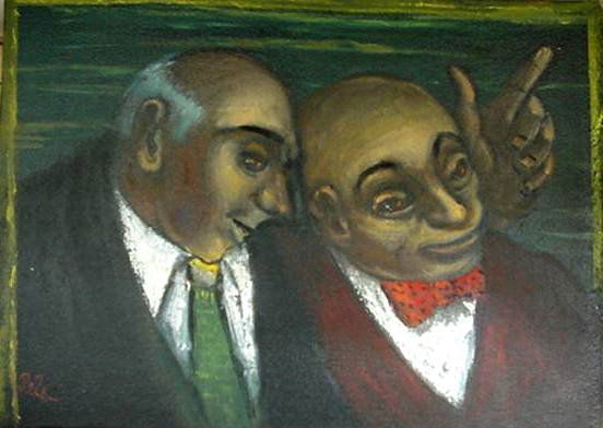 Albert Pels Oil on Canvas -"Partners": Albert Pels -"Partners"- oil on canvas laid on masonite, signed lower left. 11 3/4 x 16" $200-300