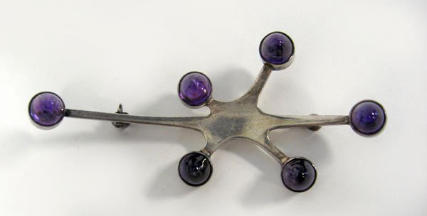 Hans Hanson pendent. Hans Hanson sterling silver a: Hans Hanson pendent. Hans Hanson sterling silver and amethyst pendent. Ca 1960's. Appropriate age wear. $120-180