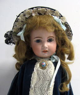 Antique doll 1907 Jumeau French Bebe doll. Marked 1907/: Antique doll 1907 Jumeau French Bebe doll. 28"h Marked 1907/19. French bisque head, open mouth with teeth, pierced ears. Original jointed unmarked, compo and wood Jumeau body, jointed wrists. Antique