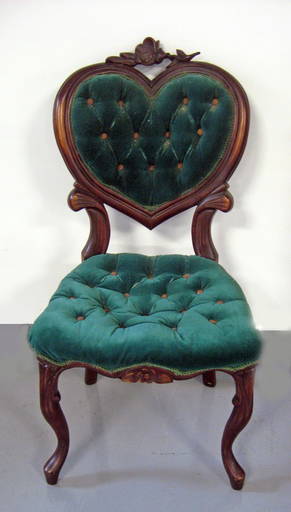 Vintage Velvet Heart Chair Victorian Style Side Chair With Heart