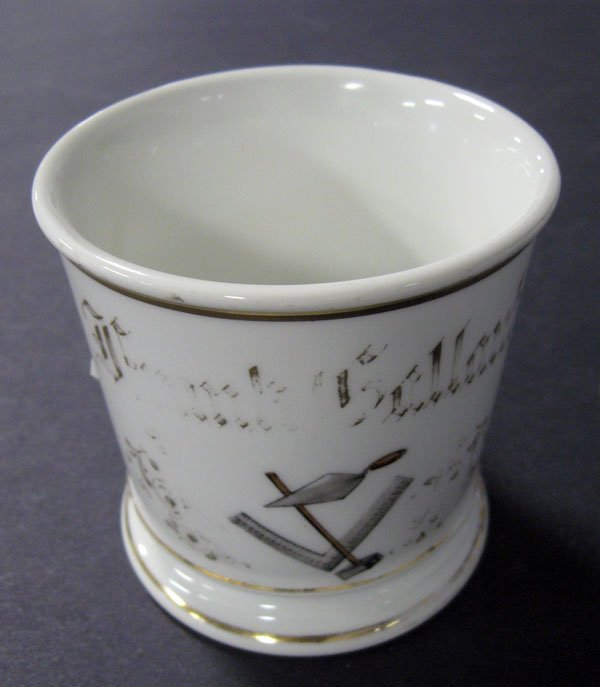 Limoge Masonic occupational shaving mug marked ''Frank: Limoge Masonic occupational shaving mug marked ''Frank Gallant''. Appropriate age wear. $150-200