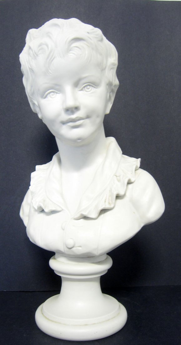 Copeland style parian bust of a boy. 16 1/2''h x 9 1/2': Copeland style parian bust of a boy. 16 1/2''h x 9 1/2''w. $250-350