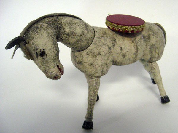 Schoenhut 9'' glass eyed horse. Paint loss and some tou: Schoenhut 9'' glass eyed horse. Paint loss and some touch up. Appropriate age wear. $150-200