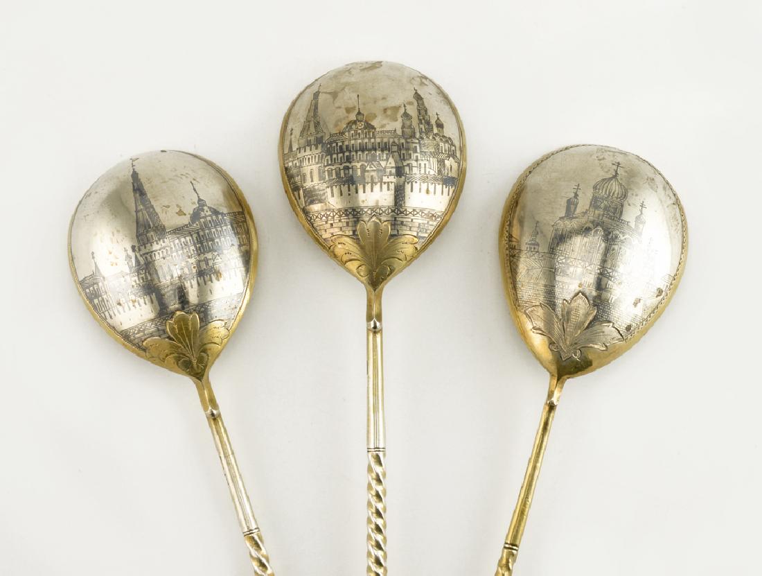 Group of 3 Russian silver niello serving spoons (1 of 12)
