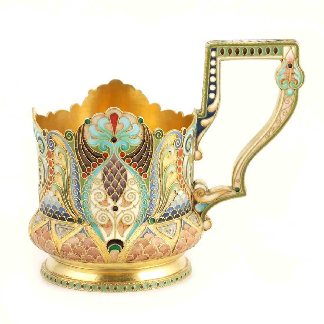 Russian Khlebnikov shaded cloisonne teaglass holder (1 of 4)