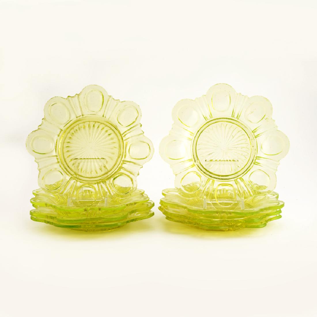 Six Russian pressed uranium glass dessert plates (1 of 4)
