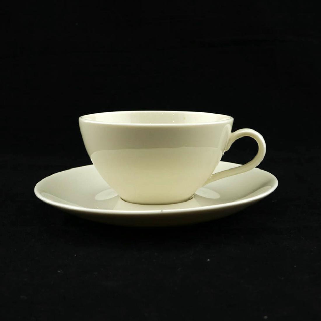 Eva Zeisel, Museum Service Cup & Saucer: Eva Zeisel, a Cup and Saucer, Museum Service, Castleton China, New Castle, PA, designed 1942-1944?. Unmarked. Teacup: h. 2 1/8 in., dia. 3 3/4 in.; saucer: dia. 6 1/2 in. 1620-146 Note: This shape was