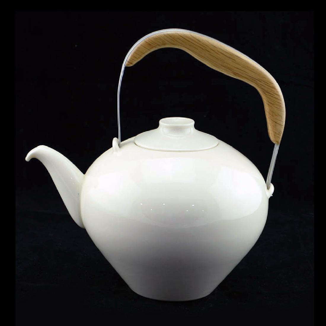 Eva Zeisel, Extremely Rare Museum Prototype Teapot: Eva Zeisel, an extremely rare Prototype Teapot, never produced, and with later bail handle made according to Zeisel’s original drawing, intended for the Museum Service, Castleton China, New Castle,