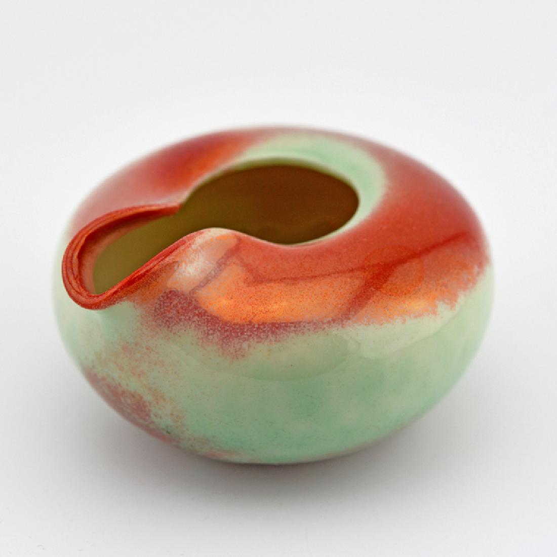 Eva Zeisel, Rare Riverside Rocking Creamer: Eva Zeisel, an extremely rare Rocking Creamer in the experimental Apple Glaze (green with areas of blush red), Riverside Ceramics, Riverside, California, 1947. Porcelain. Height: 2 3/8 in. (6 cm); wid