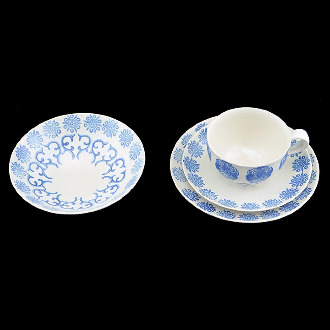 Eva Zeisel, 4 Monmouth Colonial Items: A group of four items from Monmouth Pottery, Western Stoneware Company, Eva Zeisel Fine Stoneware, Monmouth, Illinois, circa 1953-1954, comprising a Cup and Saucer, Bowl, and a Plate, Colonial decorat