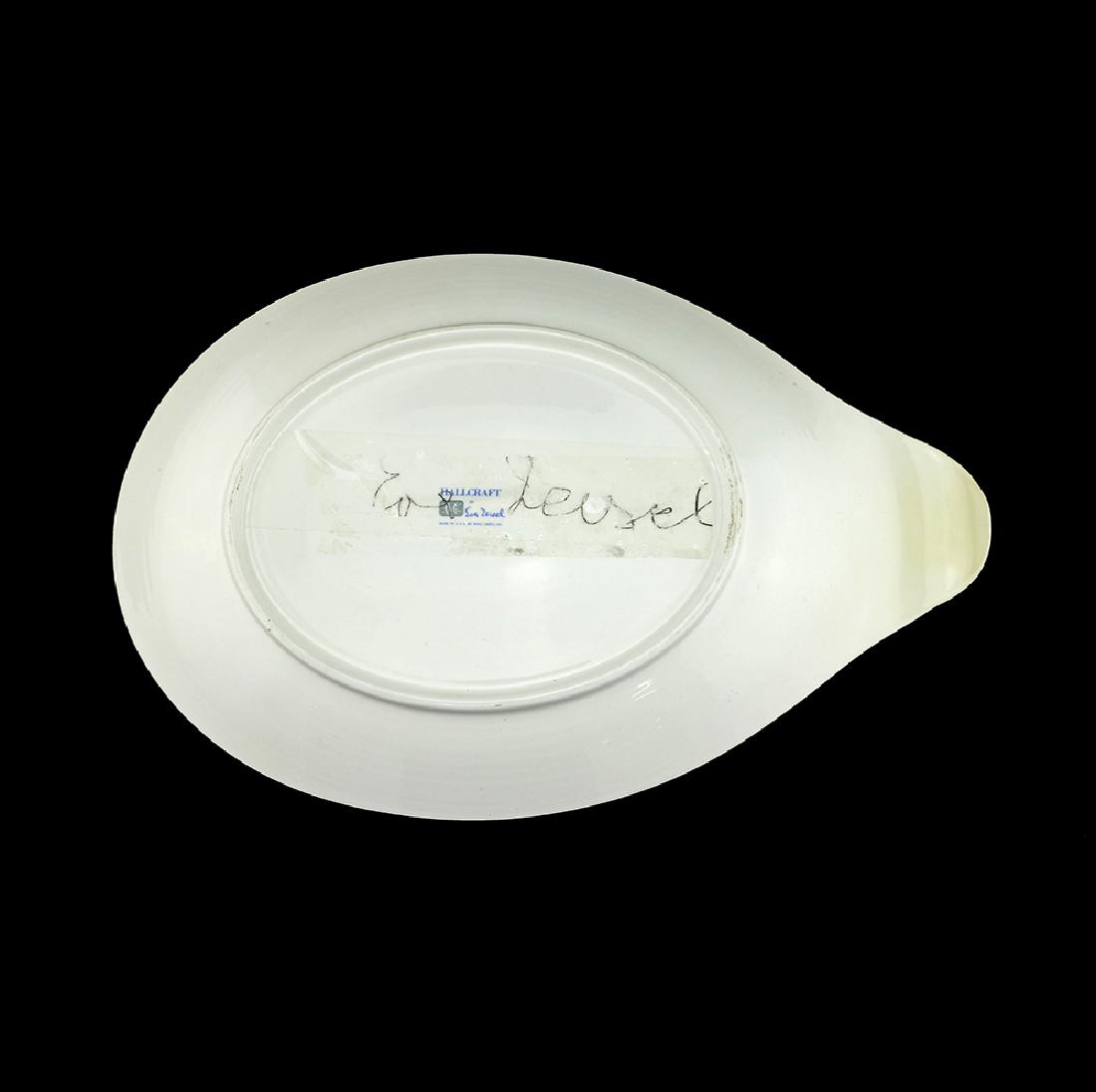 Eva Zeisel, 2 signed Hallcraft Platters: Eva Zeisel, Two 17" platters signed by Eva Zeisel to Pat Moore, the first a White platter signed Eva Zeisel on the reverse, the second in Harlequin and signed To my lovely friend June 99, both Tomorro