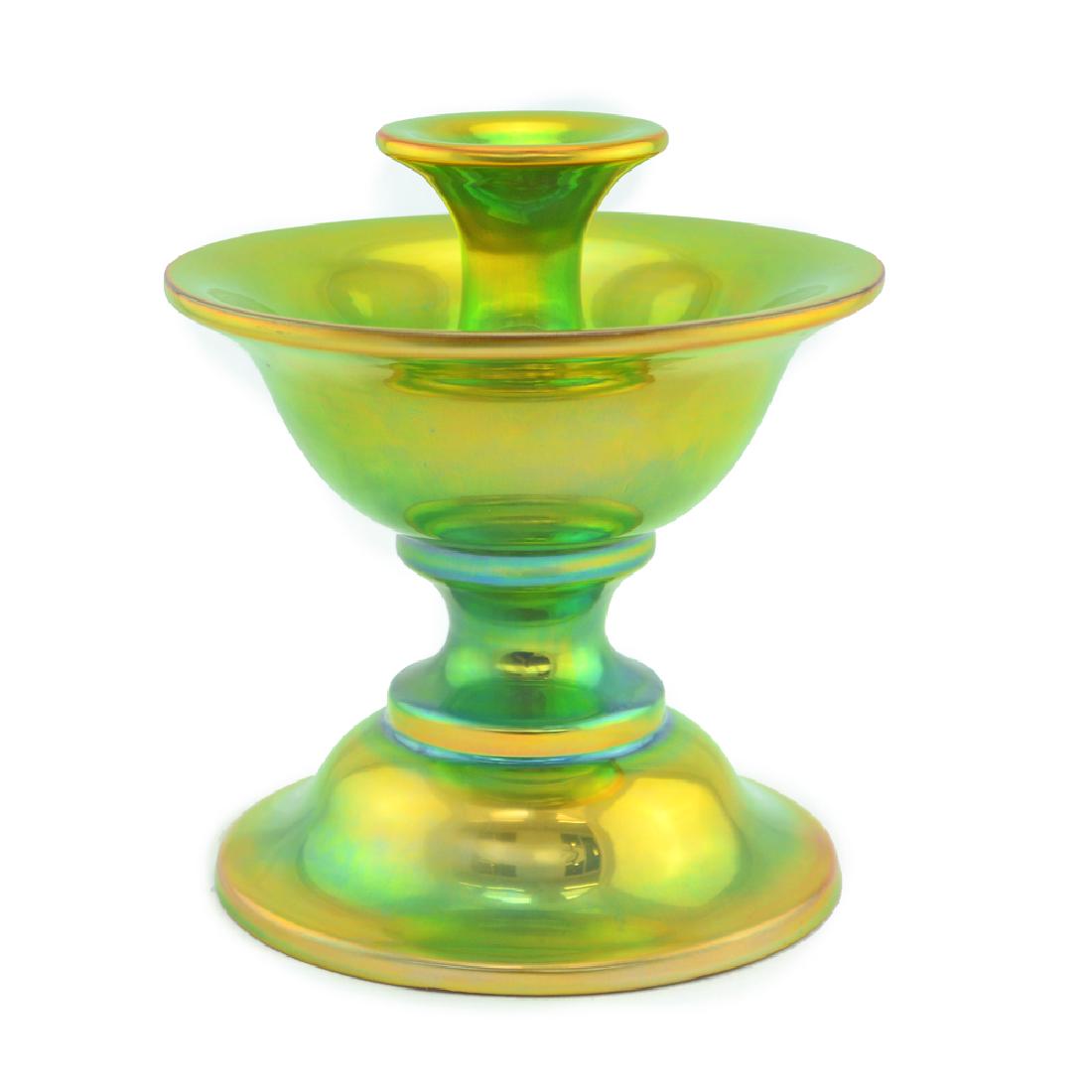 Zeisel Zsolnay Eosin Candleholder (1983/1999): Eva Zeisel, Candleholder, designed 1983, produced by Zsolnay Porcelánmanufaktúra, Pécs, Hungary, for the Orange Chicken Gallery, 1999. Porcelain with Eosin glaze. 9 x 7 in. (22.9 x 17.8 cm). 1620-3