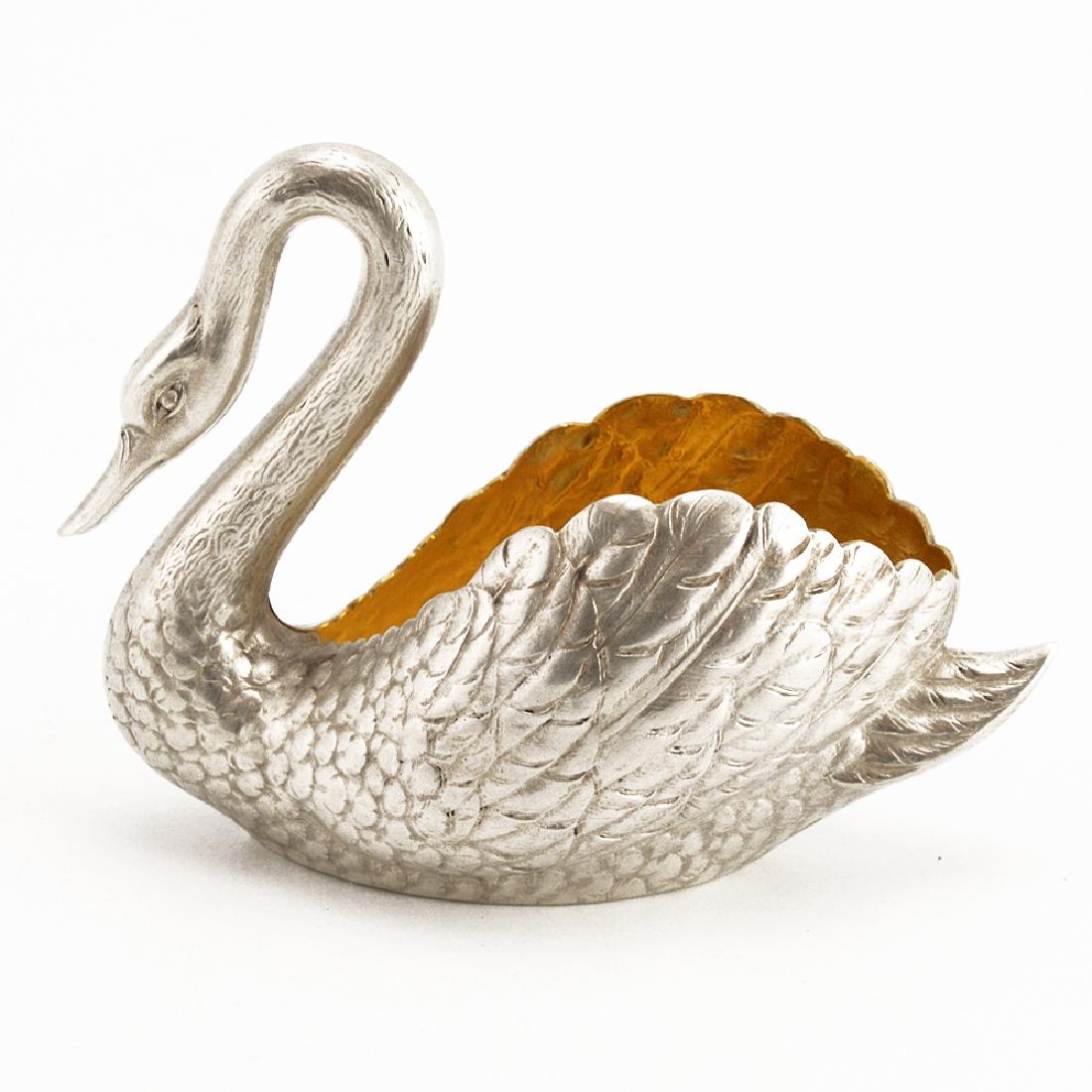 A Russian swan-form silver open salt (1 of 6)