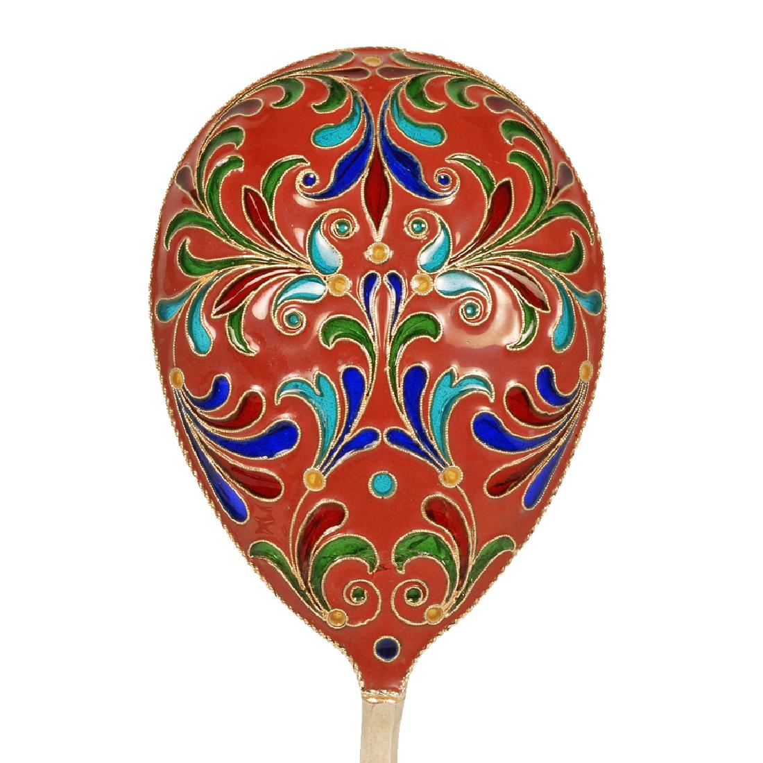 Russian Grachev silver & enamel serving spoon (1 of 5)