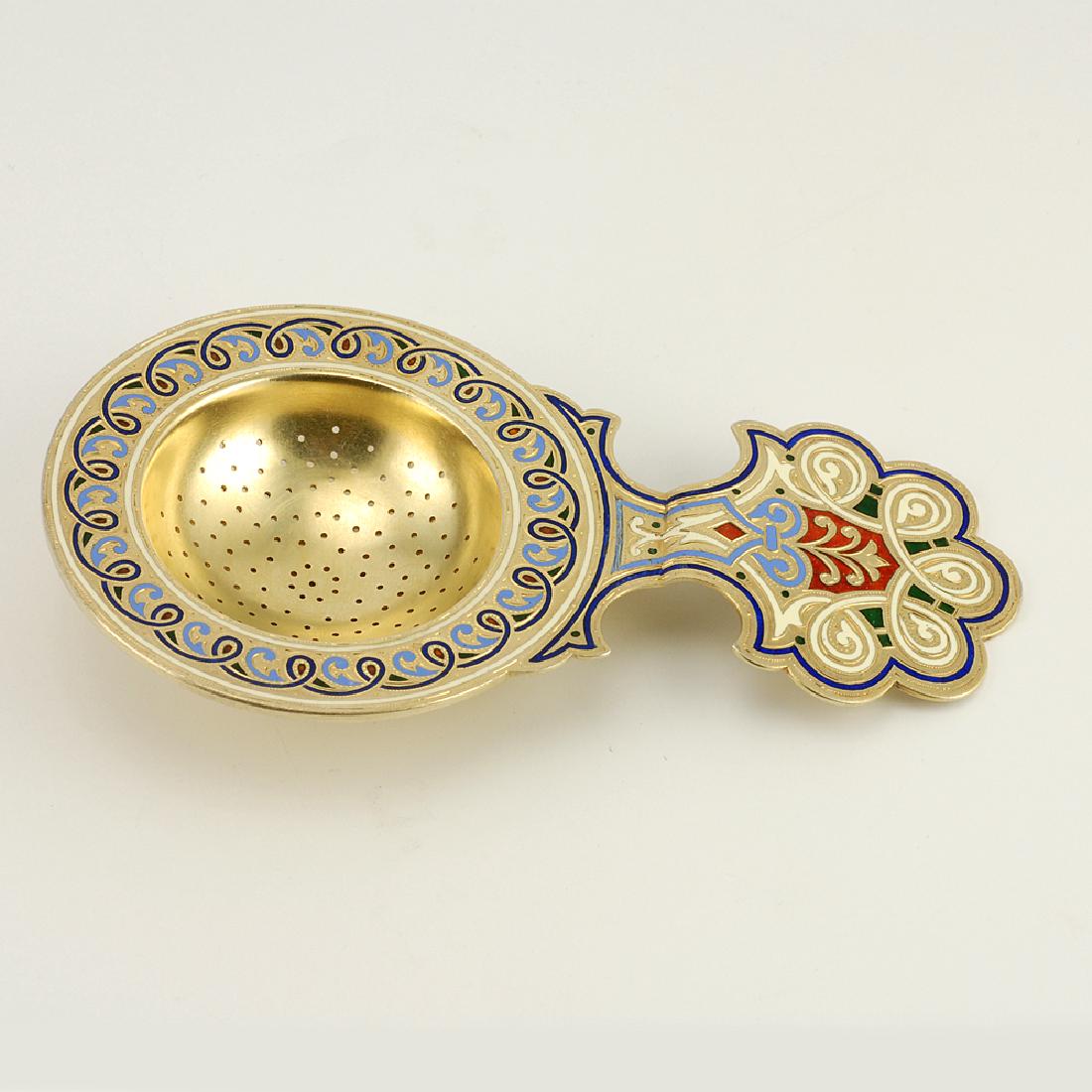 Kuzmichev silver enamel tea strainer (1 of 4)