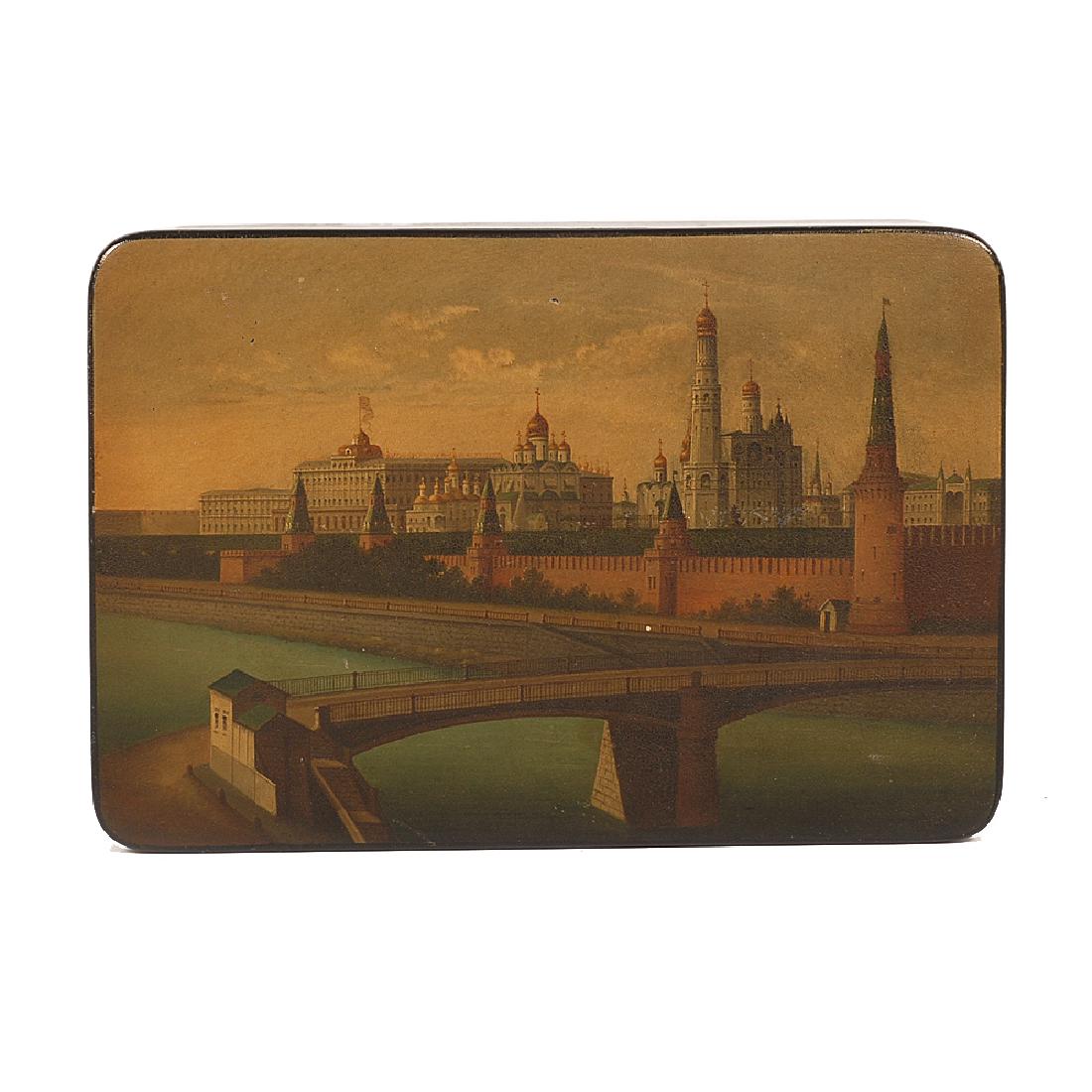 A Russian lacquer jewel casket, Vishnyakov Factory, (1 of 6)