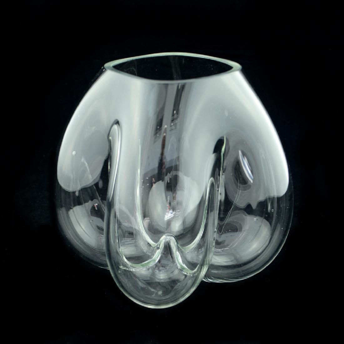 Very Rare Zeisel OC Prototype Glass Vase: Eva Zeisel, an extremely rare prototype Babies Bottoms Vase, "Prototype Eva Zeisel 98" engraved on underside, Urban Glass Atelier, Brooklyn, New York, for the Orange Chicken Gallery, 1997. Mouth-blown