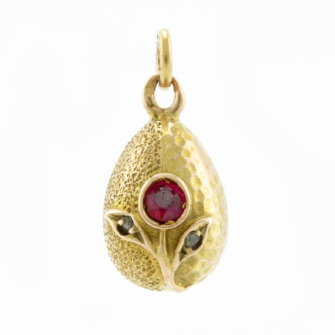 Russian antique gold diamond pendant egg (1 of 3)