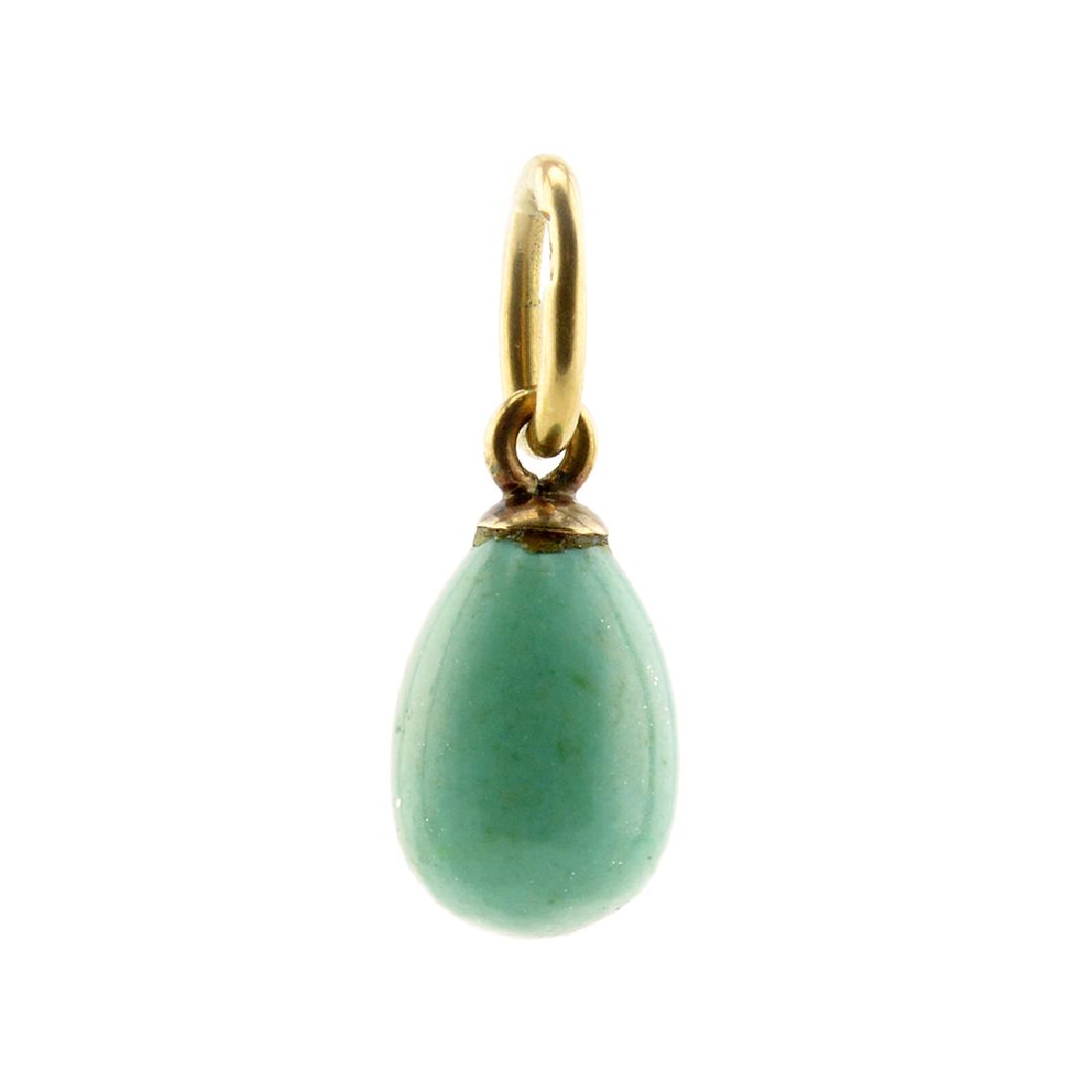 Russian antique gold turquoise pendant egg (1 of 4)