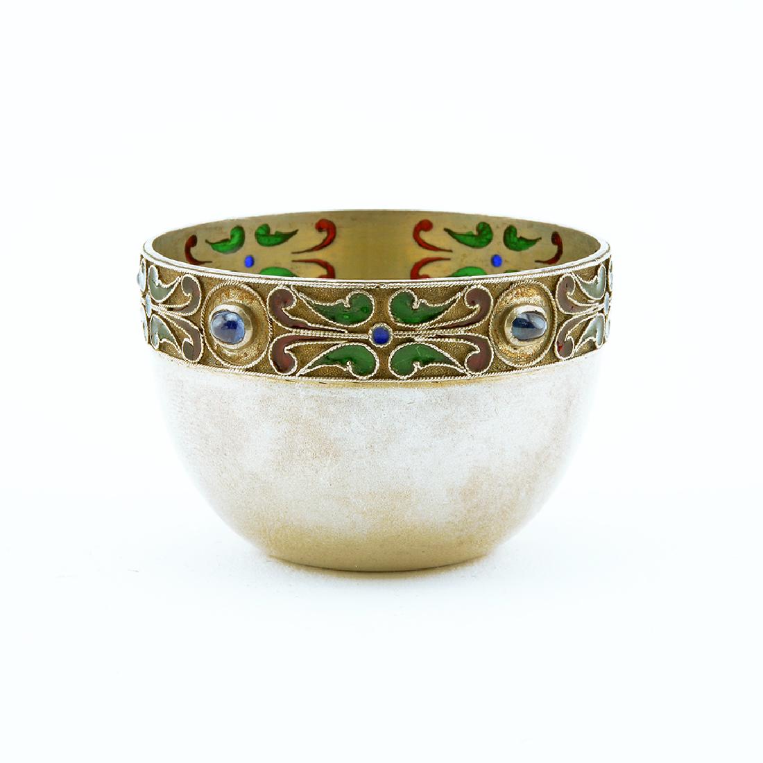 Russian gem-set silver plique-a-jour enamel open salt (1 of 6)