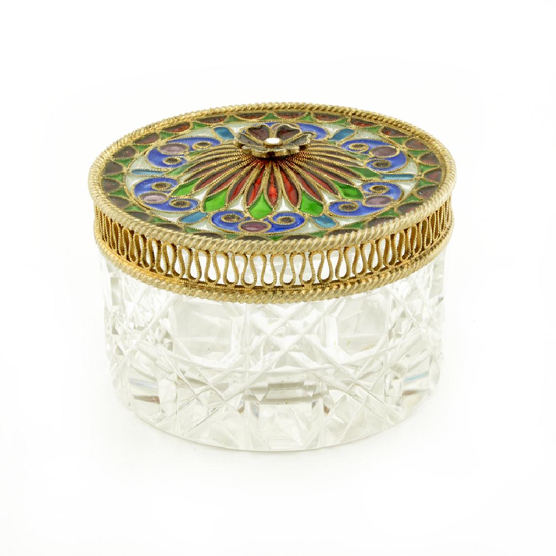 Norwegian plique-a-jour & cut glass bottle (1 of 2)