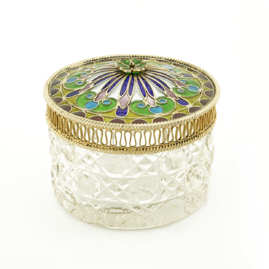 Norwegian plique-a-jour & cut glass bottle (1 of 2)