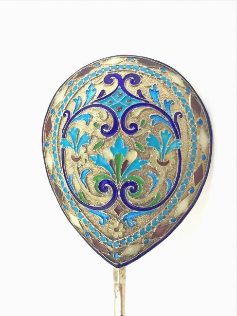 Russian Saltykov Enamel Serving Spoon (1 of 7)