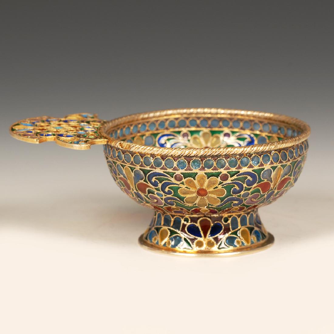 Russian  silver and plique-a-jour enamel charka (1 of 6)