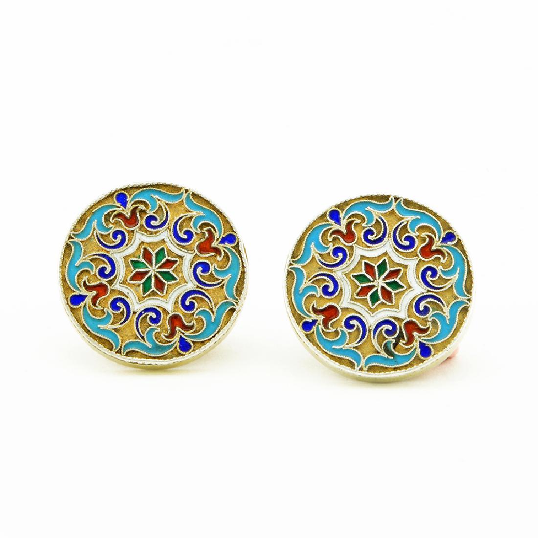 Pair of Russian silver and cloisonne enamel cufflinks (1 of 3)