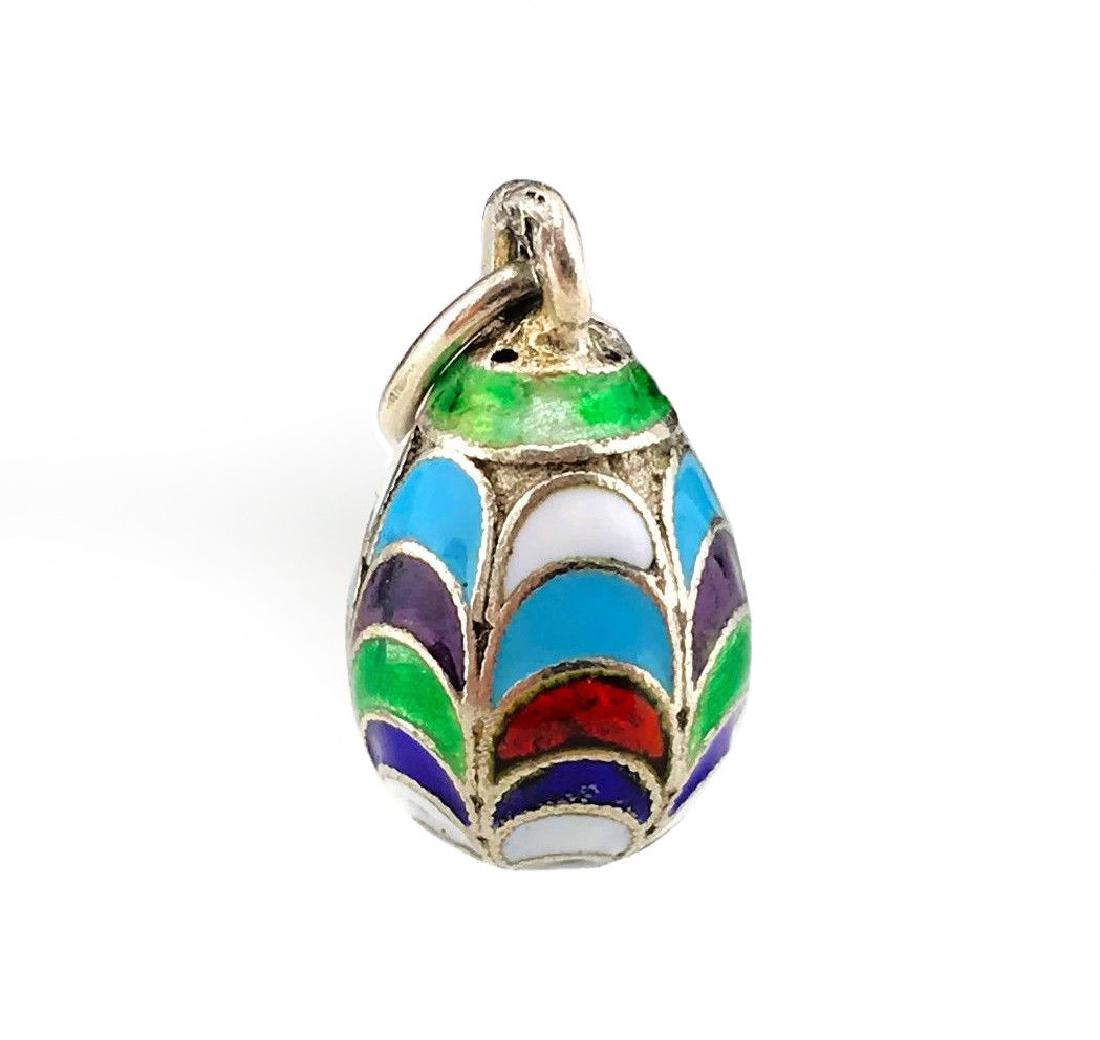 Russian Silver and Enamel Pendant Egg (1 of 4)