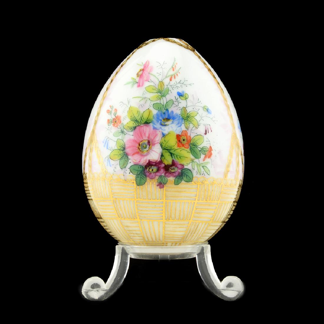 An Unusual Russian Porcelain Flower Basket Easter Egg (1 of 3)