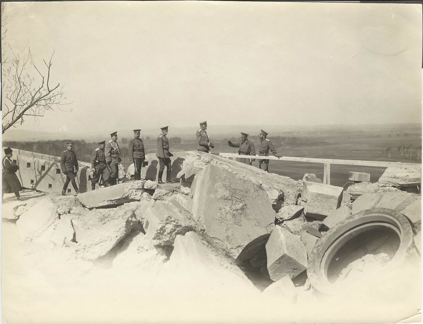 Photo of Tsar Nicholas II w/Troops by Ivan Y. Dremin: Tsar Nicholas II with Troops Reviewing Broken Concrete Photo - Ivan Yegorivich Dremin Dimensions: 8 3/4 x 6 7/16