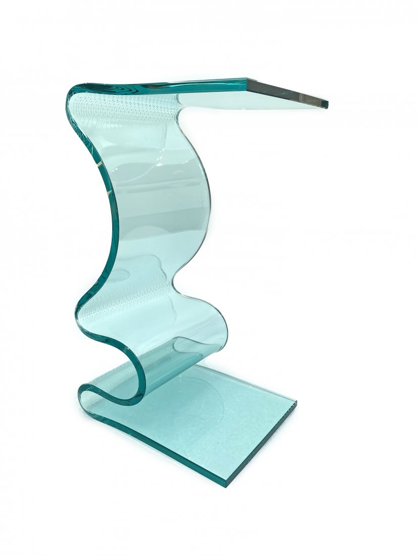 A Colorless glass ribbon pedestal signed Laurel Fyfe (1 of 6)