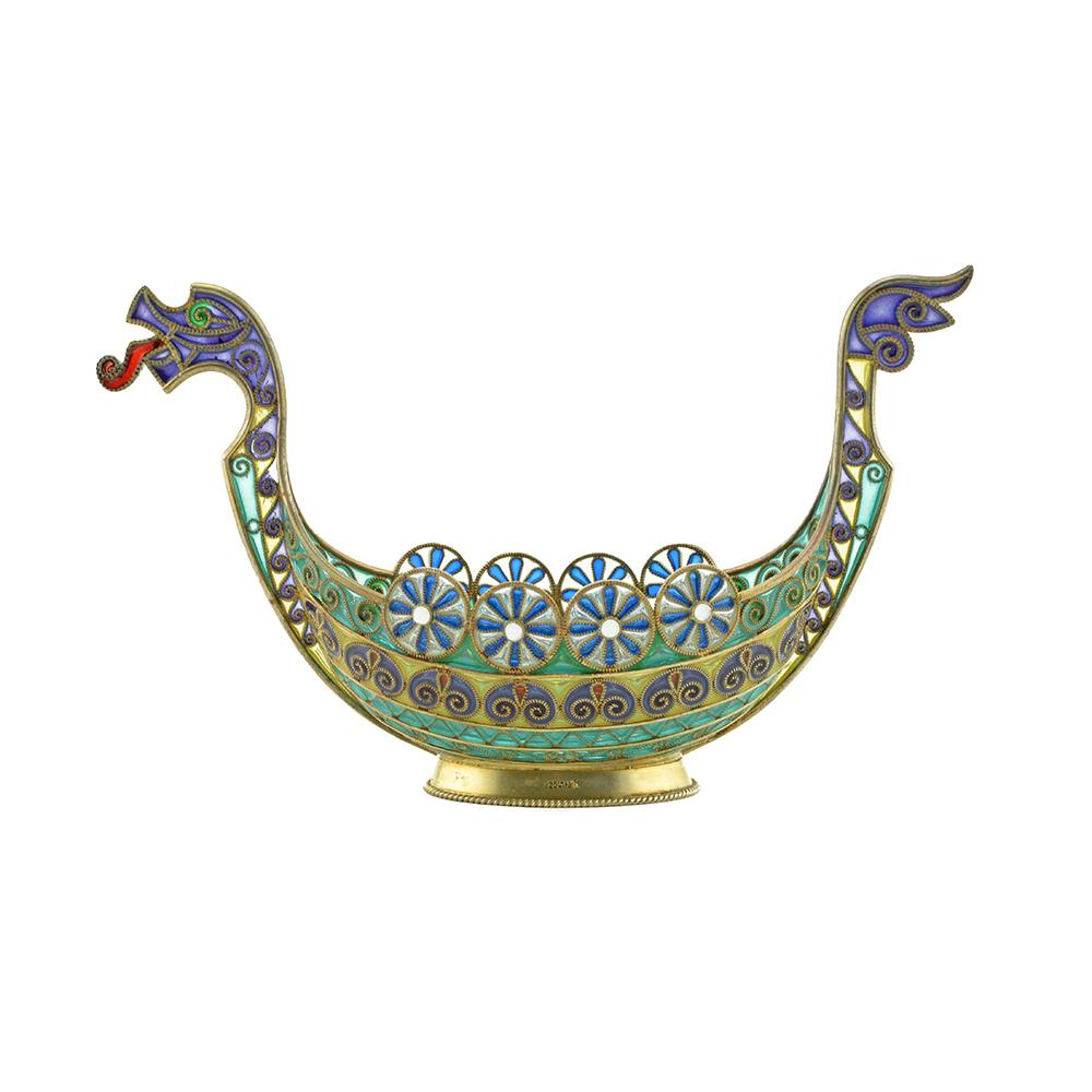 David Anderson plique enamel Viking boat open salt (1 of 6)