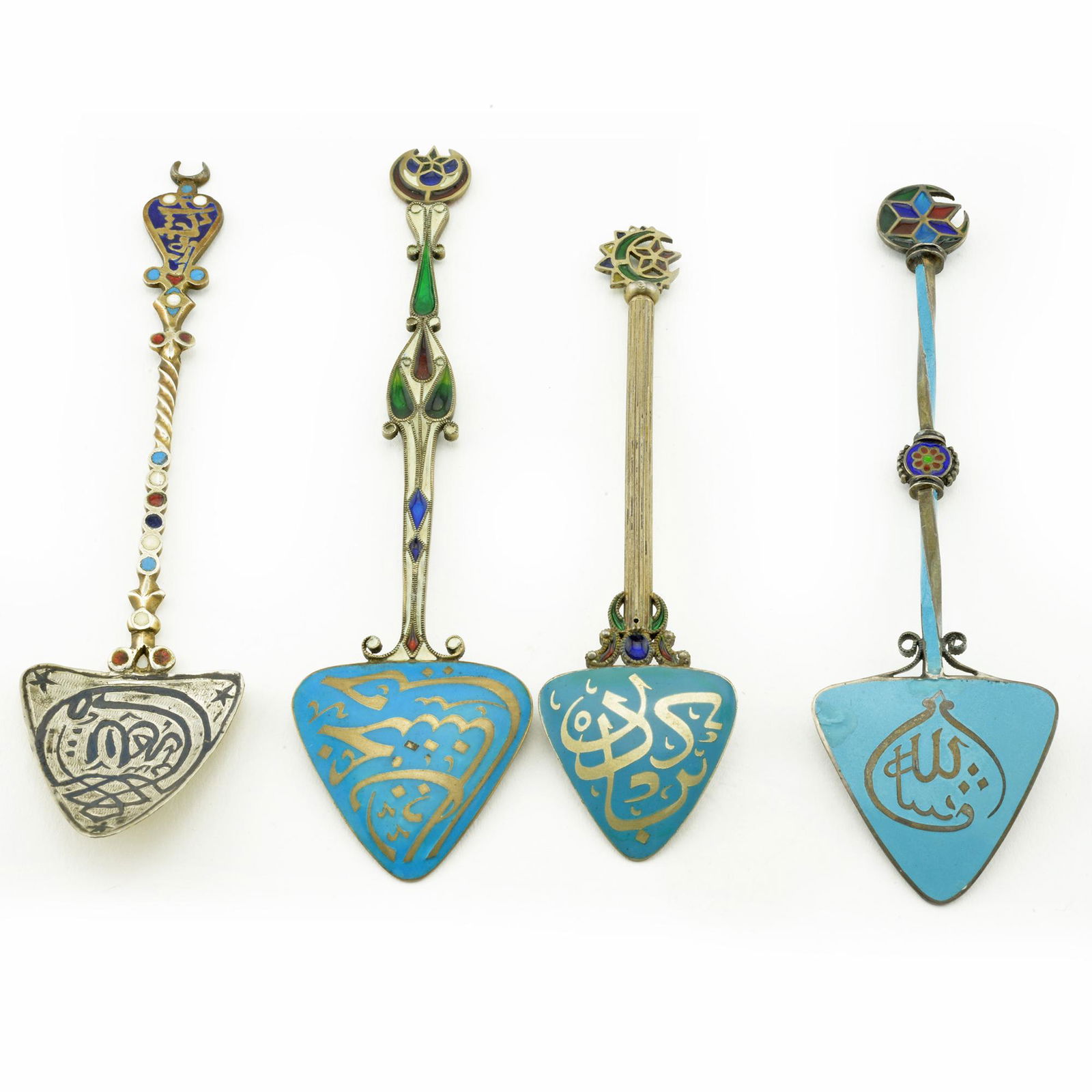 Lot of 4 Plique enamel spoons (1 of 2)