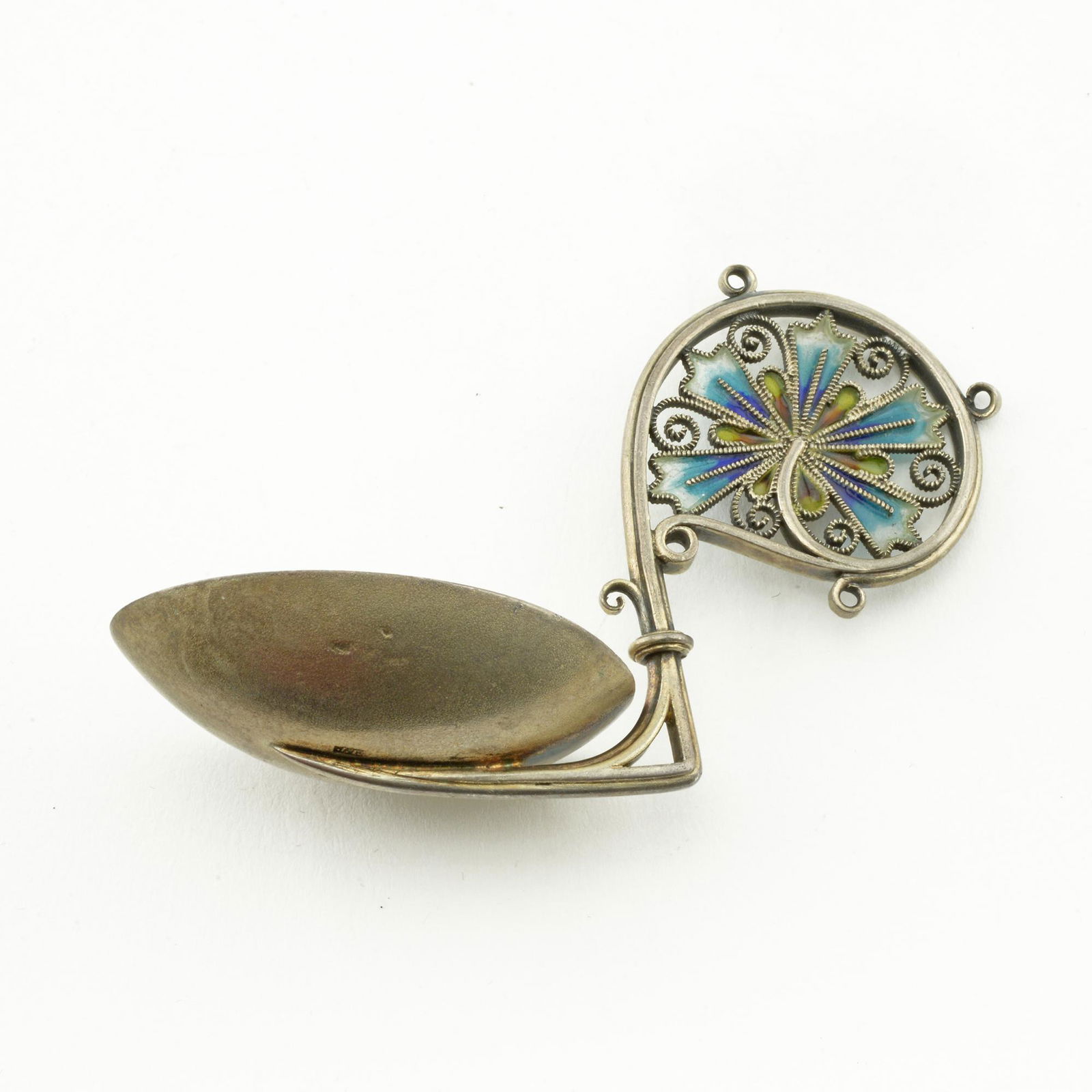 Norwegian silver and plique enamel tea caddy spoon (1 of 3)