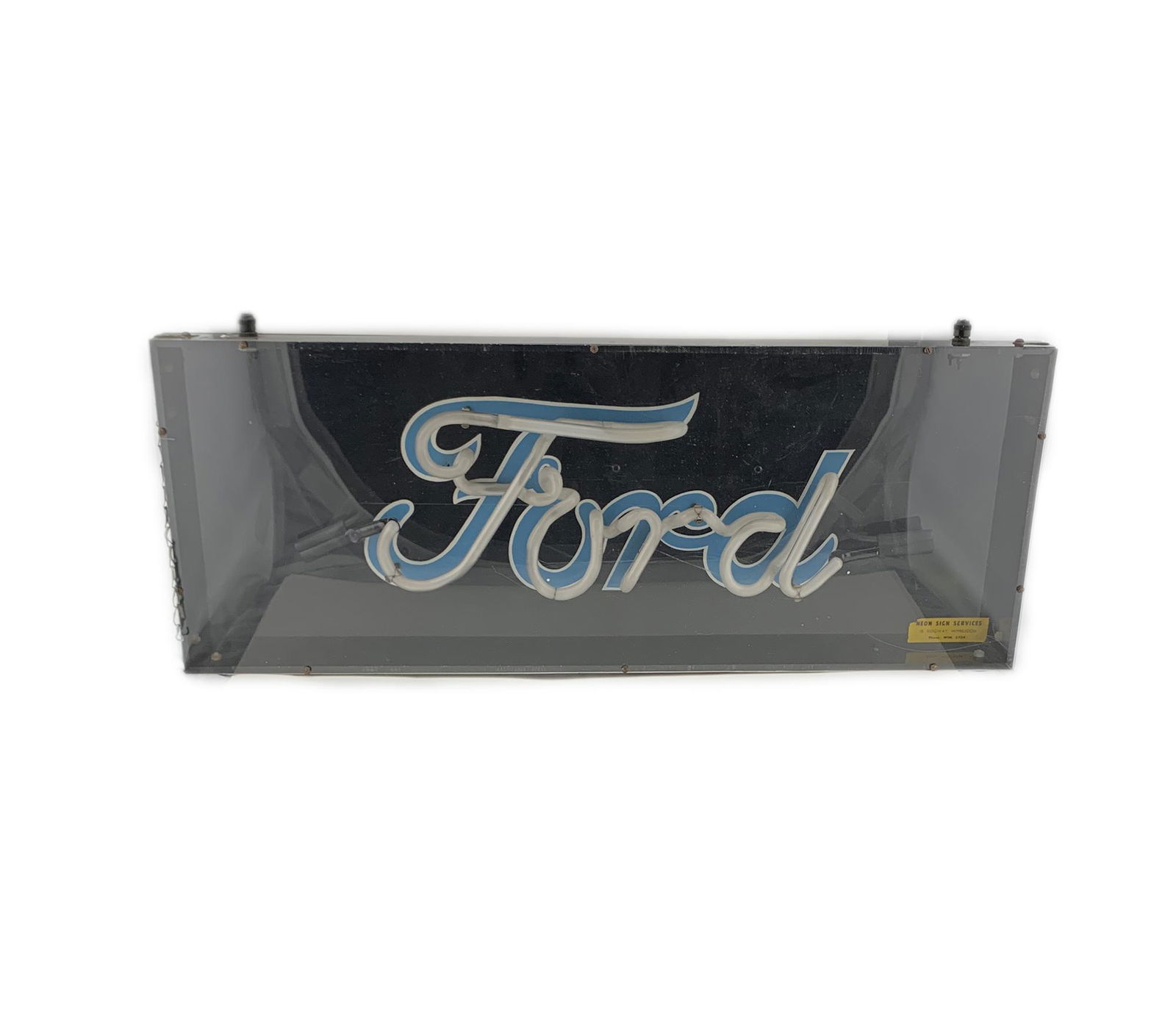 FORD 1960's SINGLE-SIDED NEON DEALERSHIP SIGN WITH PLEXIGLASS COVERING (1 of 8)