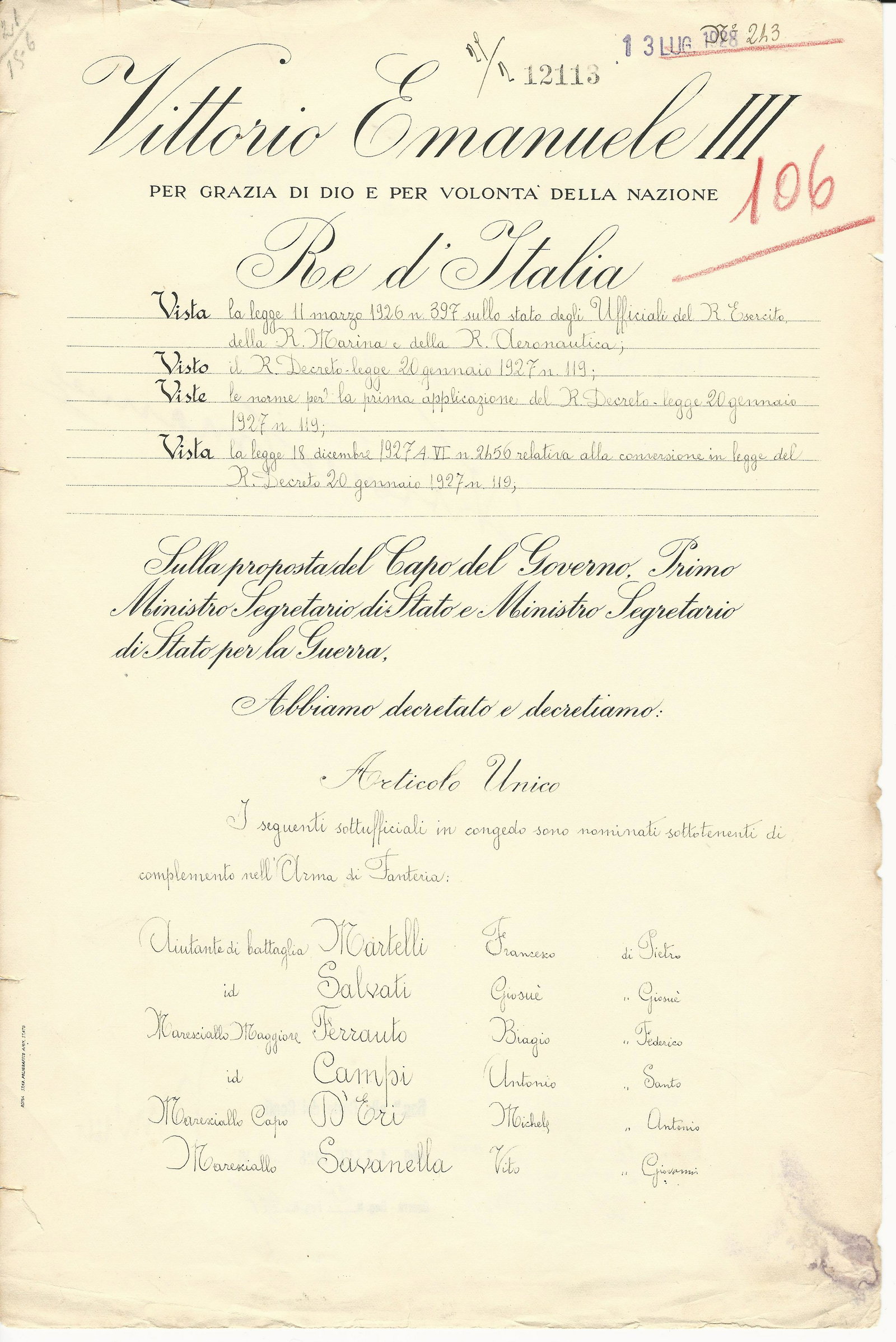 Victor Emanuele III and Mussolini Signed Decree: Victor Emanuele III and Mussolini Signed Decree. Dimensions: 9 3/4 x 14 1/2